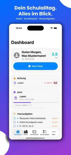 Notencheck – Dashboard