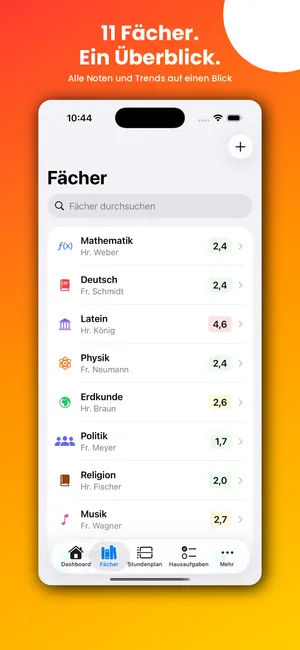 Notencheck – Fächer