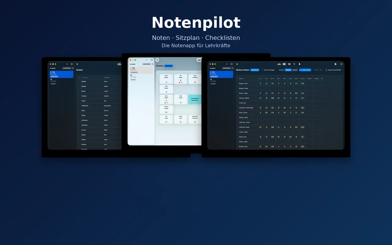 Notenpilot – Notenübersicht auf dem Mac